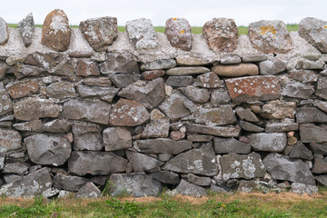 Close-up Face-on View of Traditional Dry Stone Wall