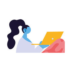 woman connected online on the computer