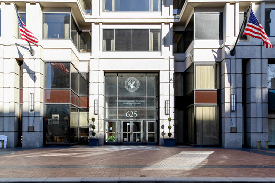 Washington D.C., USA - March 1, 2020: The Entrance To United States Court Of Appeals For Veterans Claims In Washington D.C., The Federal Court Hears Appeals From The Board Of Veterans Appeals. 