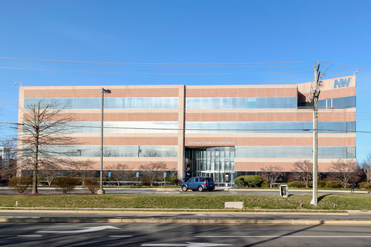 Herndon, Virginia, USA - March 1, 2020: Northwest Federal Credit Union Headquarters in Herndon, Virginia, USA. Northwest Federal Credit Union is the 4th largest credit union in Virginia, USA.