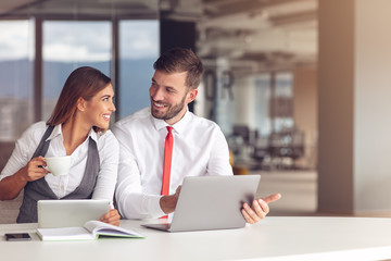 Young Business people working together on computer