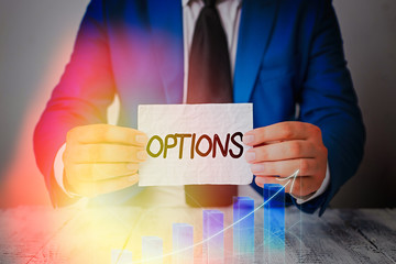 Word writing text Options. Business photo showcasing the opportunity or ability to choose something...