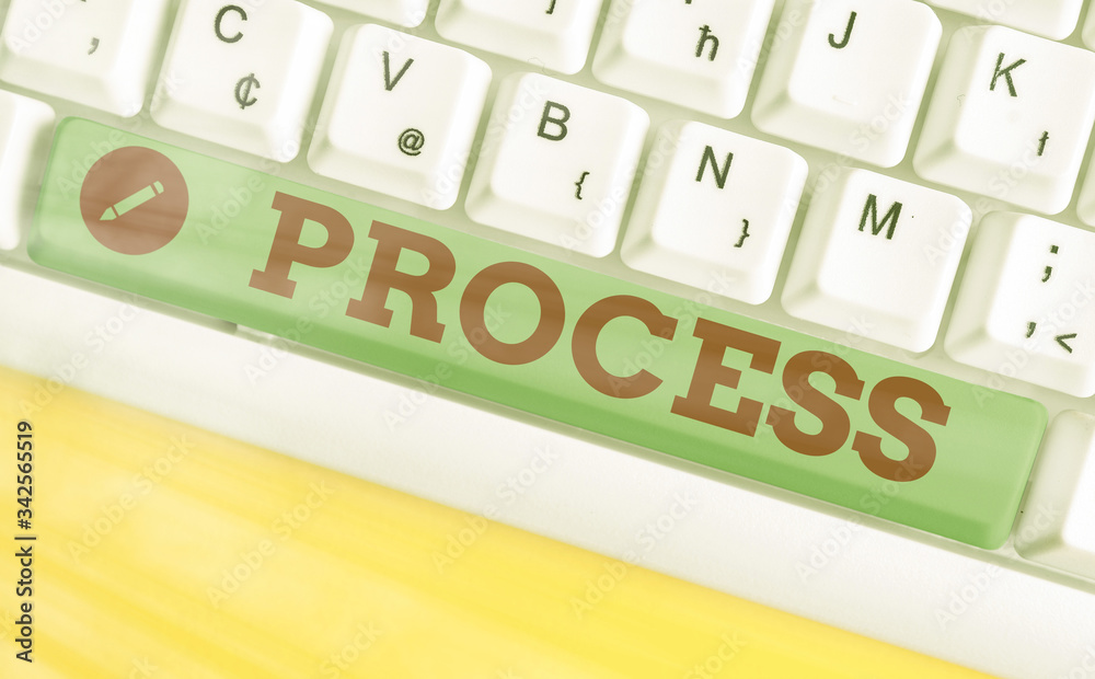 Fototapete word writing text process. business photo showcasing standard procedures how to handle a particular 