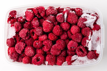 frozen raspberries in a box