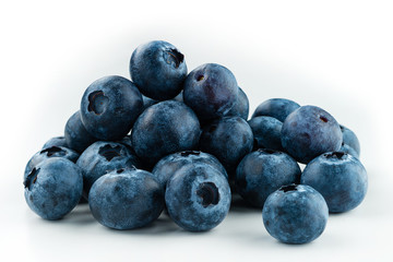 Group of fresh blueberries isolated on white background.
