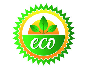 green ecological farming logo. healthy food sign. 100% organic label. organic design template. ecological farming label.
