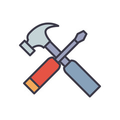 Isolated hammer and screwdriver fill style icon vector design