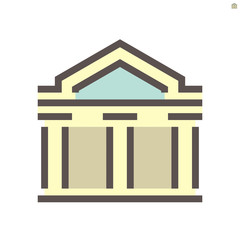 Theater building vector icon design on white background, 48X48 pixel perfect and editable stroke.