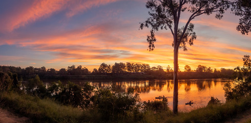 Beautiful Panoramic River Sunset