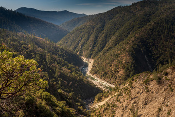 View of Feather Falls river from the Trail, and the canyon, Oroville, California, USA