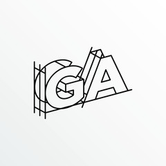 Initial Letter GA with Architecture Graphic Logo Design