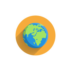 earth globe colorful flat icon with shadow. earth icon