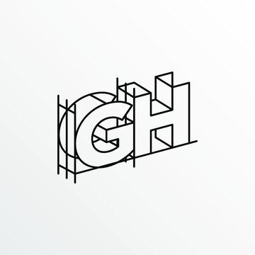 Initial Letter GH with Architecture Graphic Logo Design