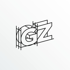 Initial Letter GZ with Architecture Graphic Logo Design