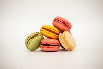 colorful macaroons isolated on white background