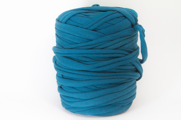 green for knitting on white background. Handcraft