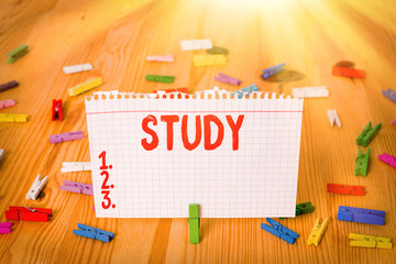 Conceptual hand writing showing Study. Concept meaning devotion of time and attention to gaining...