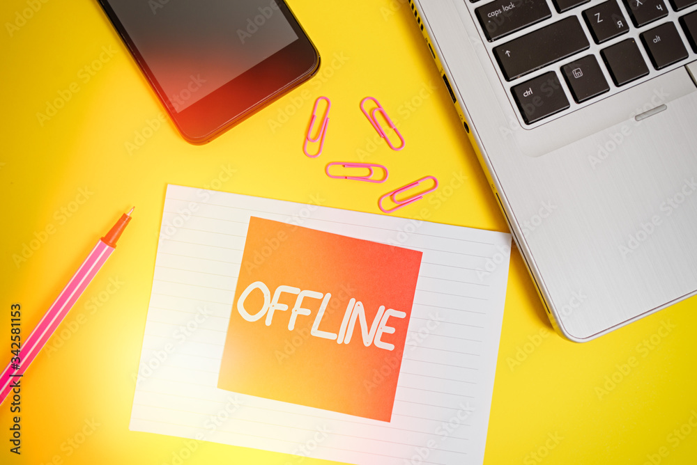 Poster handwriting text writing offline. conceptual photo not having directly connected to a computer or ex