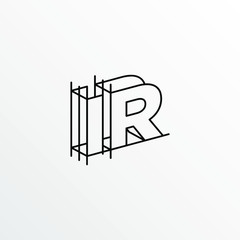 Initial Letter IR with Architecture Graphic Logo Design