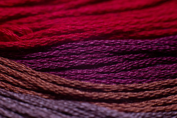 close up of knitting wool threads 