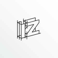 Initial Letter IZ with Architecture Graphic Logo Design