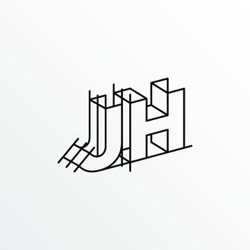 Initial Letter JH with Architecture Graphic Logo Design