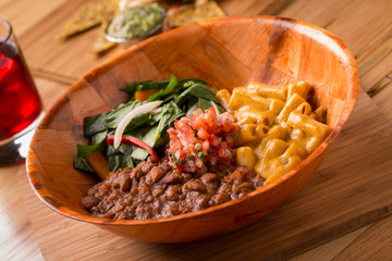 Vegan Bowl with Chili, Mac N' Cheese, and Collard Greens