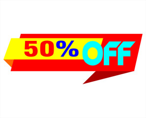 Holiday Sale Banner, 50% OFF Special Offer Ad. Discount Promotion Vector Banner. Price Discount Offer. Season Sale Promo Sticker colorful background.