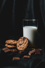 chocolate chip cookies and milk