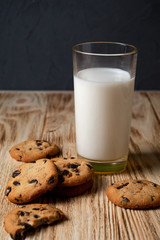 chocolate chip cookies and milk