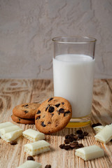 chocolate chip cookies and milk