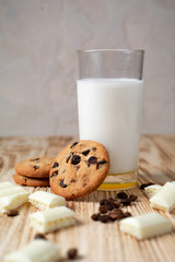 chocolate chip cookies and milk