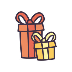 Gifts with bowties fill style icon vector design