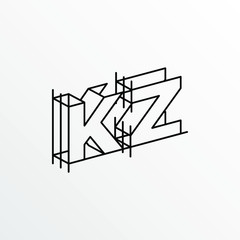 Initial Letter KZ with Architecture Graphic Logo Design