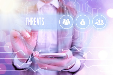 Text sign showing Threats. Business photo text Statement of an intention to inflict pain hostile...