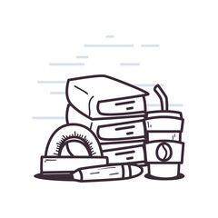 Books ruler coffee mug and pencil vector design
