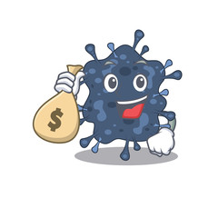 Rich bacteria neisseria cartoon design holds money bags