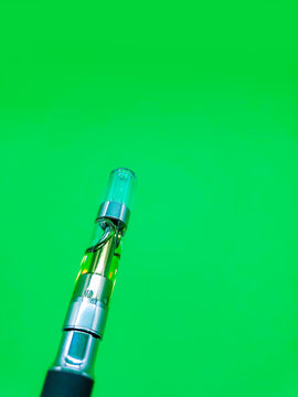 Vape Pen. Cannabis oil vape pen cartridges. Alternative method of smoking the THC extracted from marijuana plants