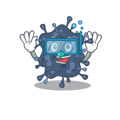Fototapeta premium Bacteria neisseria mascot design concept wearing diving glasses