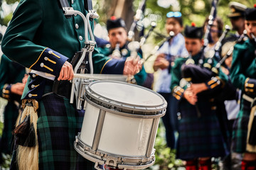 A pipe band in the annual Anzac Day in Sydney, Australia