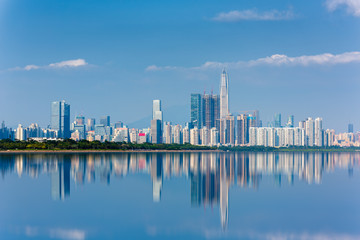 Naklejka premium Shenzhen Ping An financial center skyline