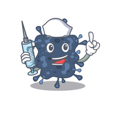 A nice nurse of bacteria neisseria mascot design concept with a syringe