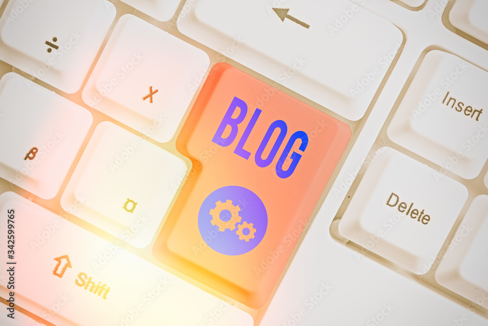 Poster handwriting text writing blog. conceptual photo regularly updated website web page run by individual