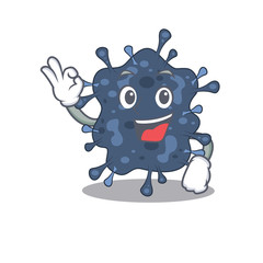 Bacteria neisseria mascot design style with an Okay gesture finger