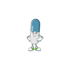 Vitamin pills mascot design style with grinning face