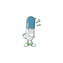 Vitamin pills mascot design concept having confuse gesture