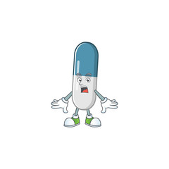 A cartoon design of vitamin pills showing an amazed gesture