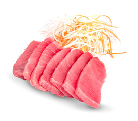 tuna fish meat on white background