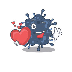 A sweet bacteria neisseria cartoon character style with a heart