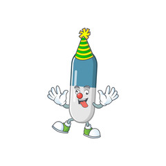 Amusing Clown vitamin pills cartoon character mascot style